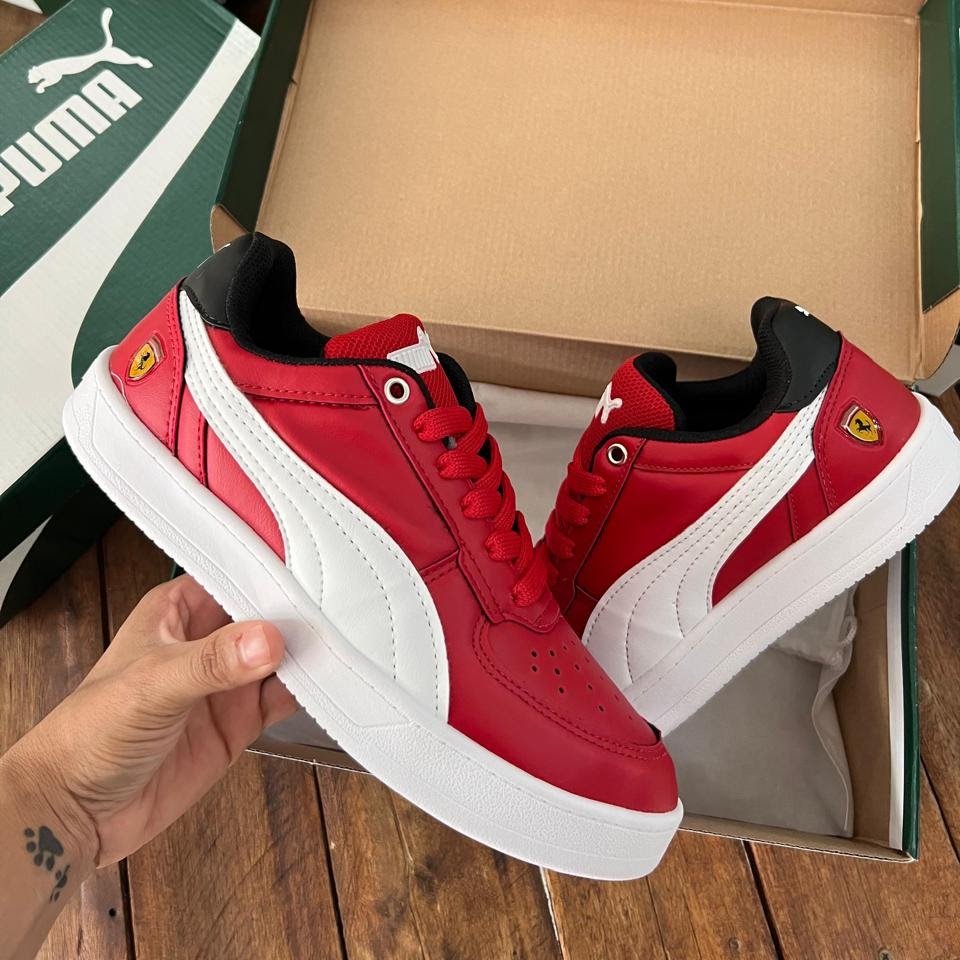 Tênis Puma Ferrari Caven 2.0 - Vermelho/Branco/Preto TCS