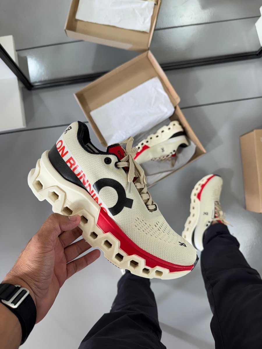 Tênis On Running Cloudmonster 2 - Branco/Vermelho/Preto RDS