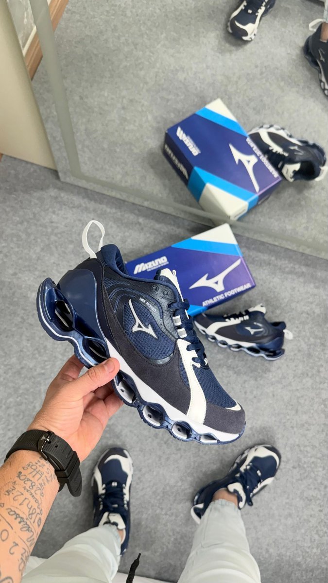 Mizuno Wave Prophecy Beta Azul Marinho/Preto/Branco Premium Máximo DDM