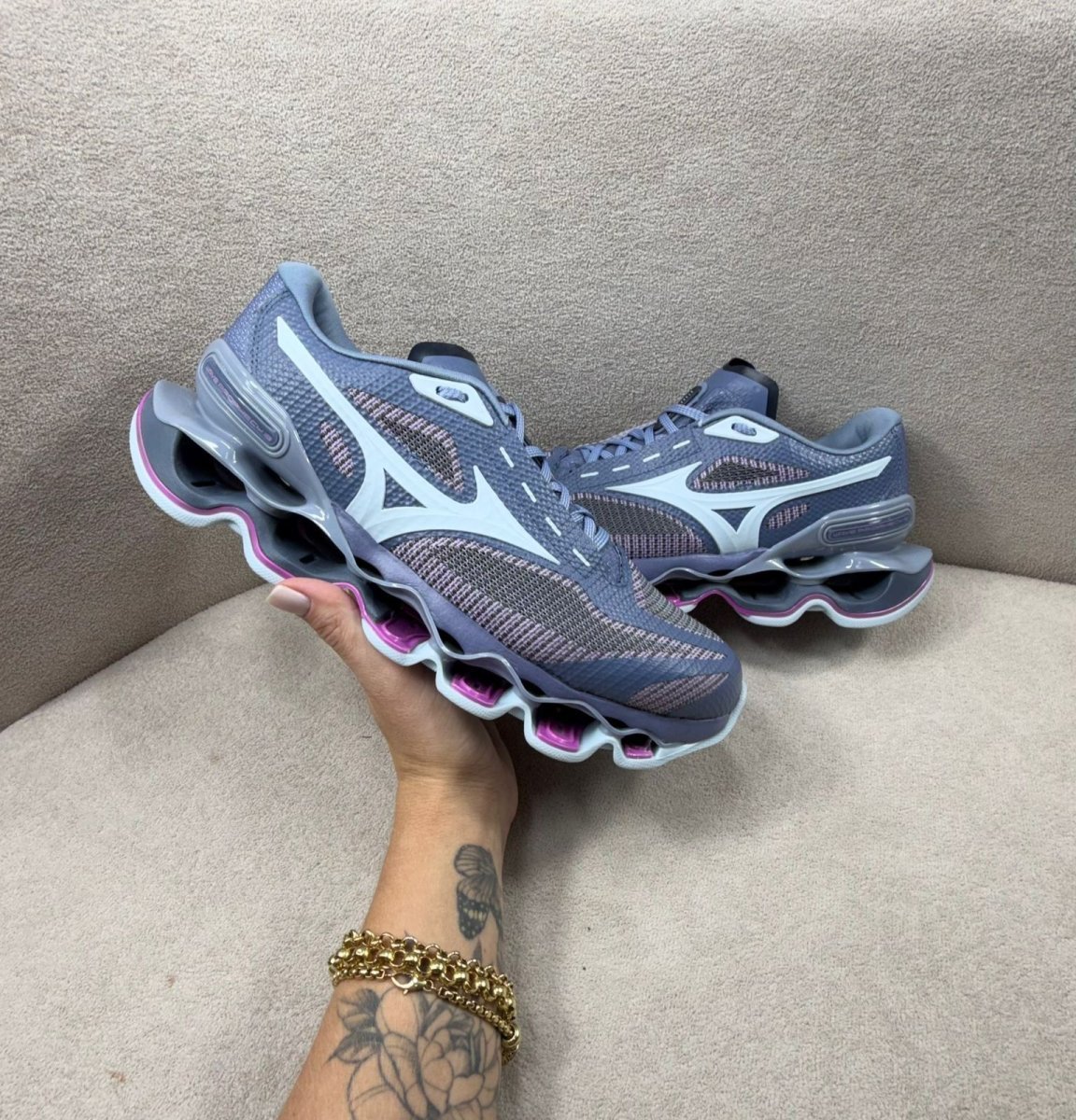 Mizuno Wave Prophecy 15 Azul Marinho/Cinza/Rosa Premium DDM